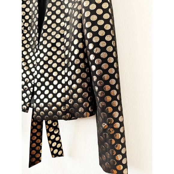 Lovers + Friends Pauline Jacket Cropped Black Metallic Gold Polka Dots Going Out - Picture 9 of 14
